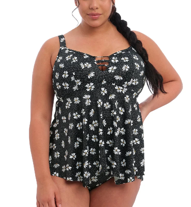 Elomi Plain Sailing Handkerchief Hem Molded Tankini (ES7271) - Black Daisy