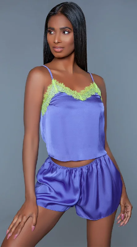 Plus Size Callie Neon Satin Short Set