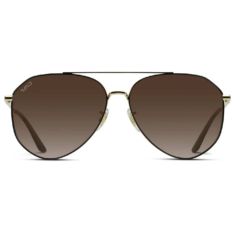 Wear Me Pro Ramsey Black Gold Frame/ Gradient Brown Lens Aviator Sunglasses 033